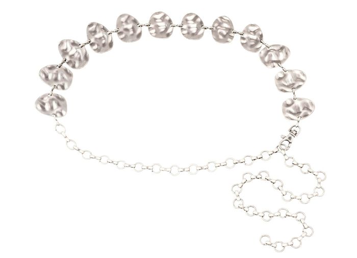 Trendiger Damen-Ketteng&uuml;rtel, mit Karabinerverschluss ALTSILBER