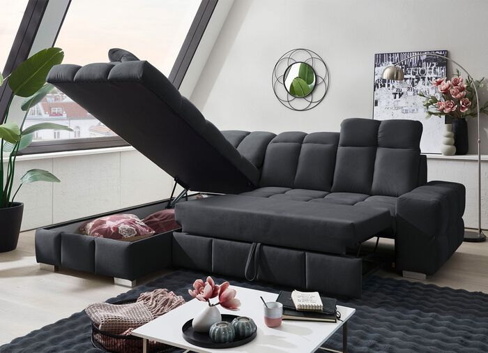 Polsterecke mit Funktion und verstellbaren Kopfst&uuml;tzen ANTHRAZIT