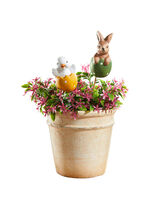 Frühlingsdekoration 2er-Set, aus Terrakotta GRÜN-ORANGE