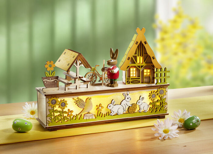 Beleuchtete Holzdekoration mit Timerfunktion 