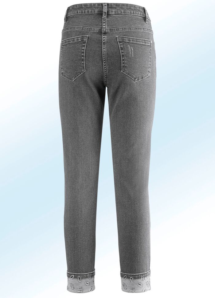 Edel-Jeans in 7/8-L&auml;nge mit h&uuml;bschem Glitzersteinchenbesatz 