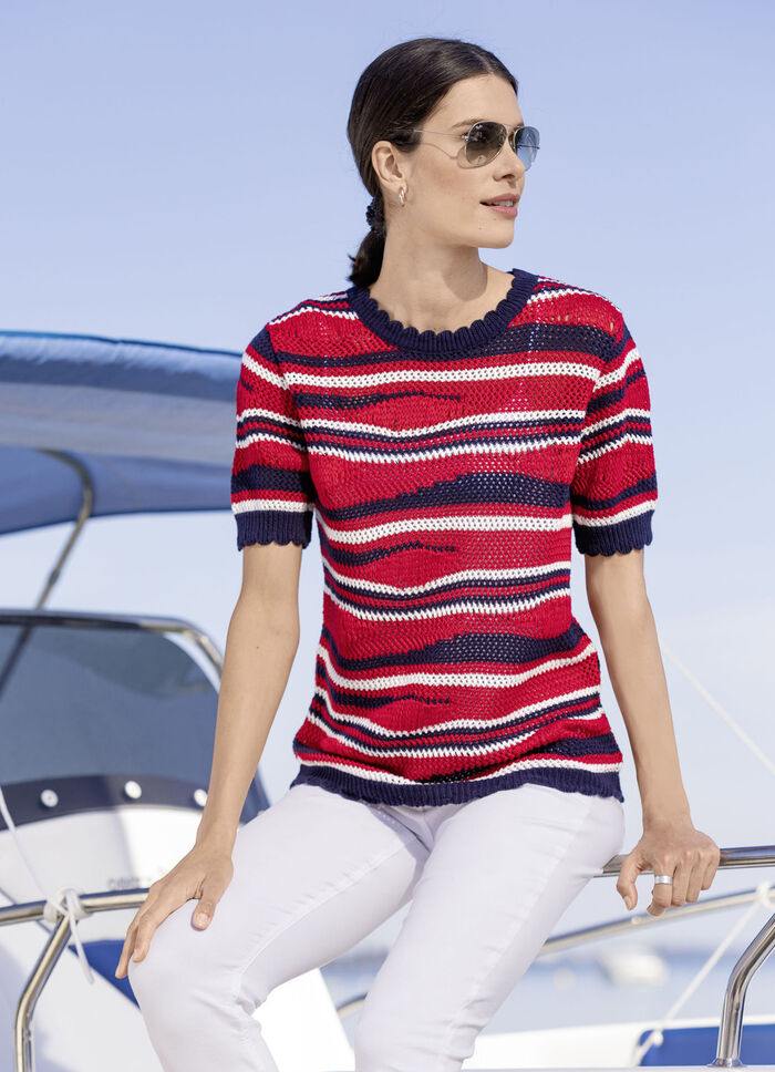 Pullover mit Mustermix im Wellendessin 