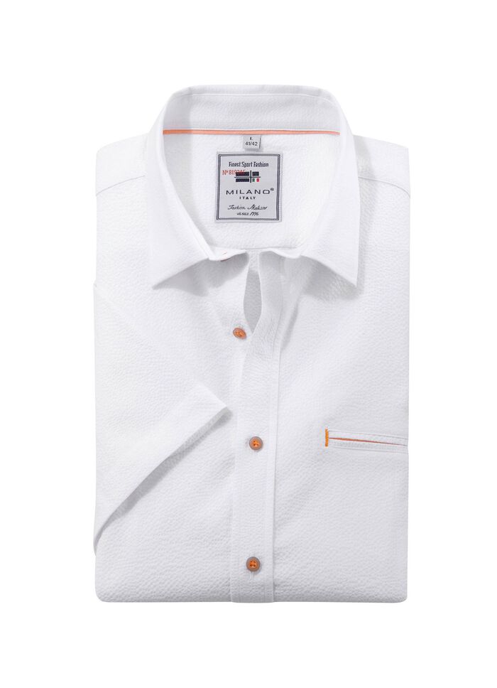 Seersucker Hemd von &laquo;Milano Italy&raquo; in 3 Farben WEISS