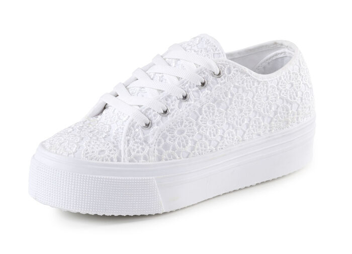 Elegante Damen-Schn&uuml;rschuhe, mit herausnehmbarem Fussbett WEISS