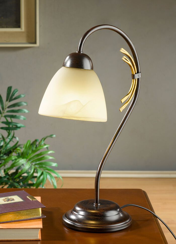 Tischlampe, 1-flammig, mit Gestell aus Eisen 
