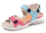 Waldl&auml;ufer, bequeme Damen-Sandalen, Weite H, mit herausnehmbarem Fussbett PINK-ORANGE-BLAU