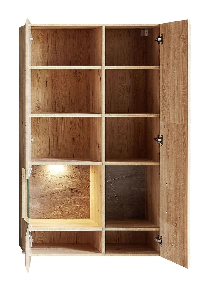 Wohnwand mit warmweisser LED-Beleuchtung 