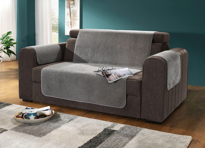 Flauschige Sessel-, Couch- und Armlehnenschoner GRAU