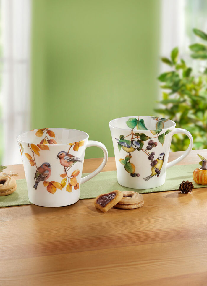Henkelbecher aus Fine-Bone-China-Porzellan BUNT