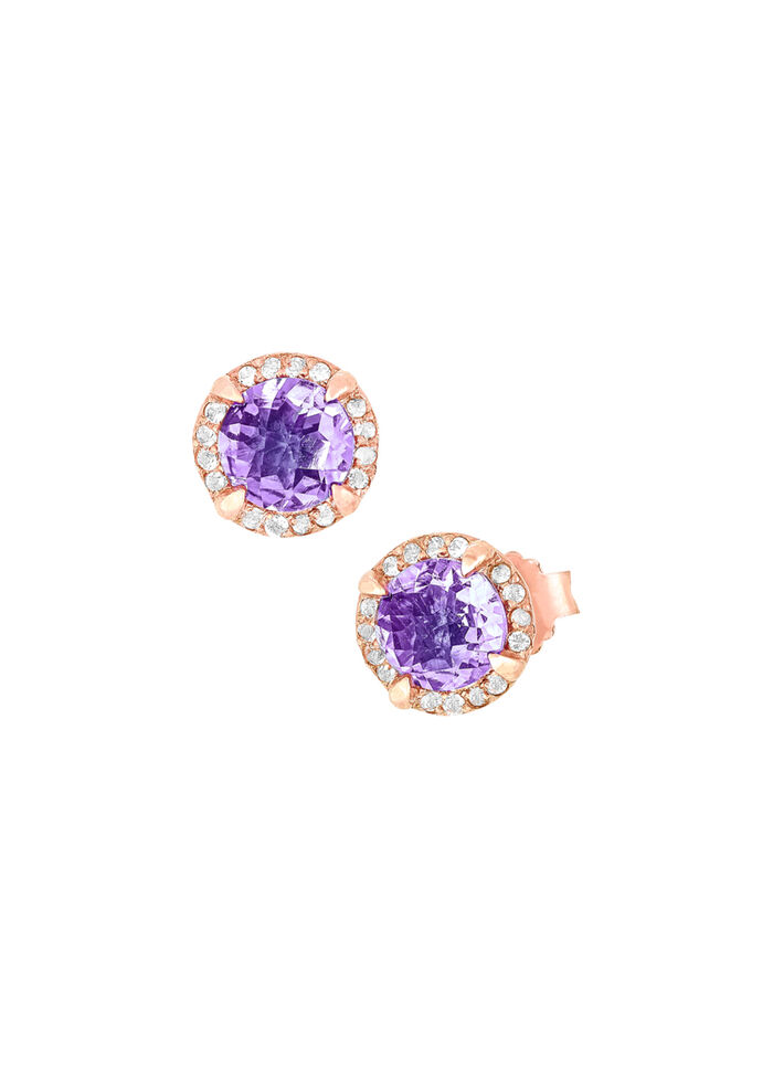 Funkelnde Ohrstecker mit echt Amethyst und echt Weisstopas 