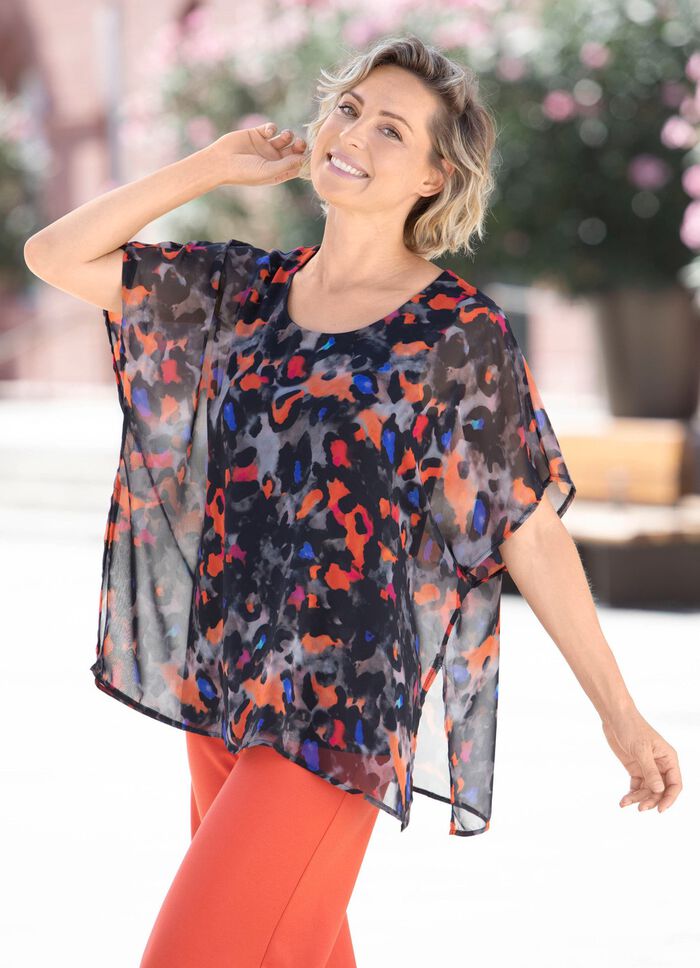 Doppellagiges Shirt mit Chiffon-&Uuml;berwurf 