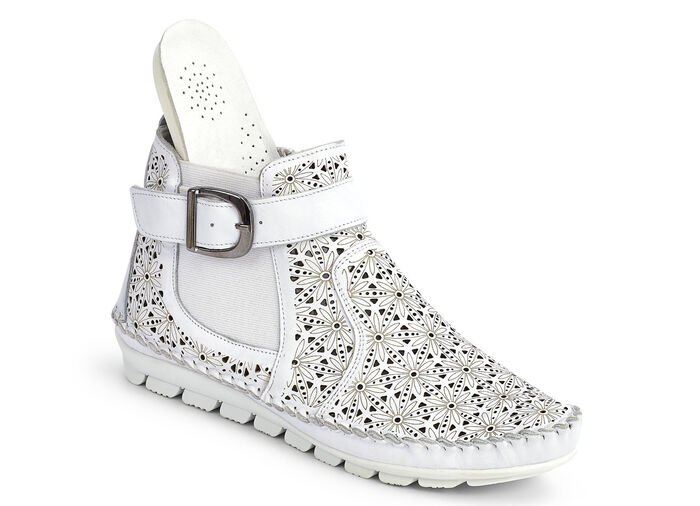 Gemini Mokassin-Stiefelette mit verstellbarer Zierspange WEISS