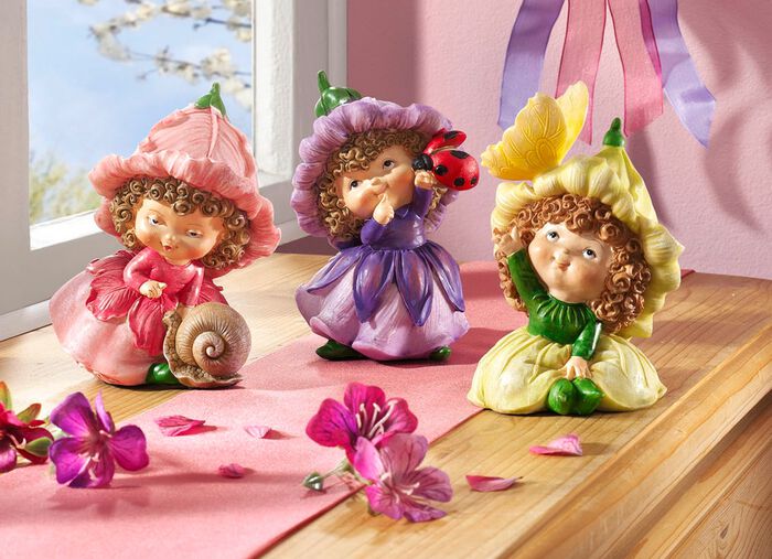 Fr&uuml;hlingselfen von Hand bemalt, 3er-Set 