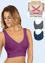 Nahtloser Komfort-BH 3er-Set BEERE-GRAU-MARINE