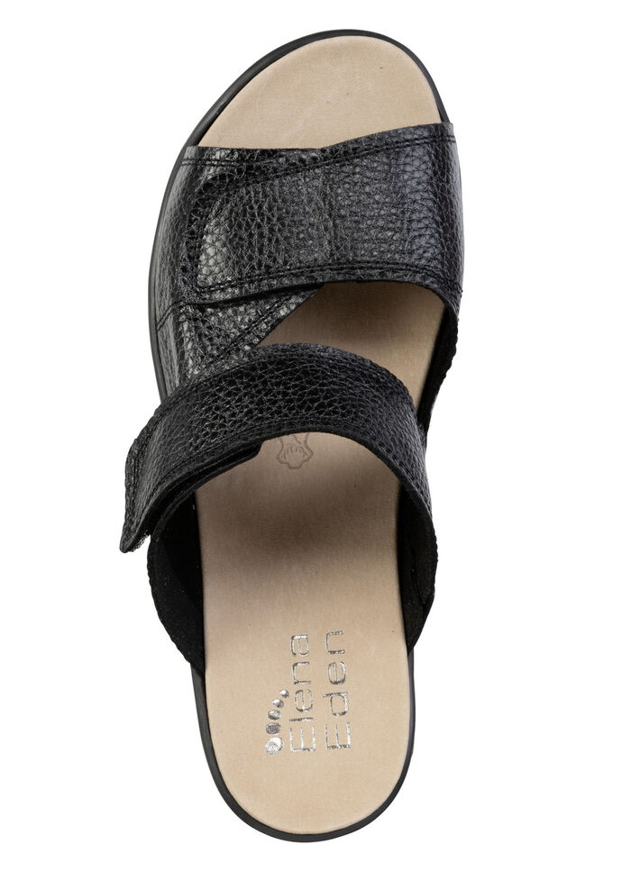 ELENA EDEN, bequeme Damen-Pantoletten, Weite H, mit herausnehmbarem Fussbett SCHWARZ