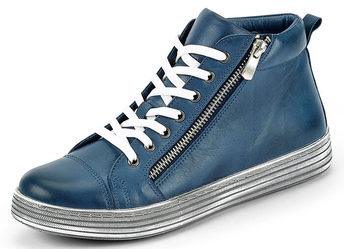 Gemini Schn&uuml;r-Stiefelette mit praktischem Seitenreissverschluss JEANSBLAU