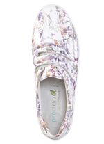 Waldl&auml;ufer, bequeme Damen-Slipper, Weite H, mit herausnehmbarem Fussbett WEISS-BUNT