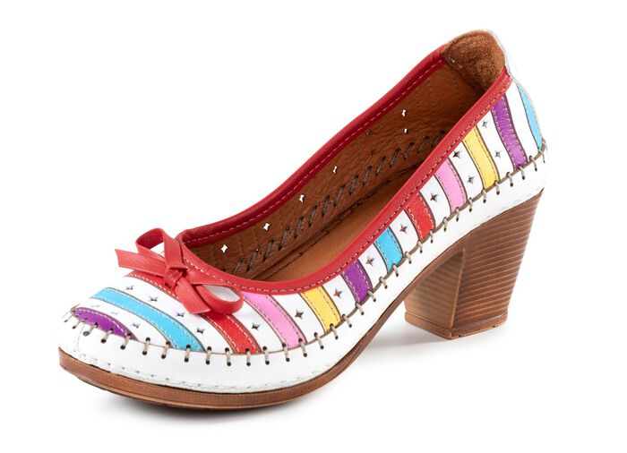Gemini, modische Damen-Pumps, Weite G, aus Leder WEISS-MULTICOLOR