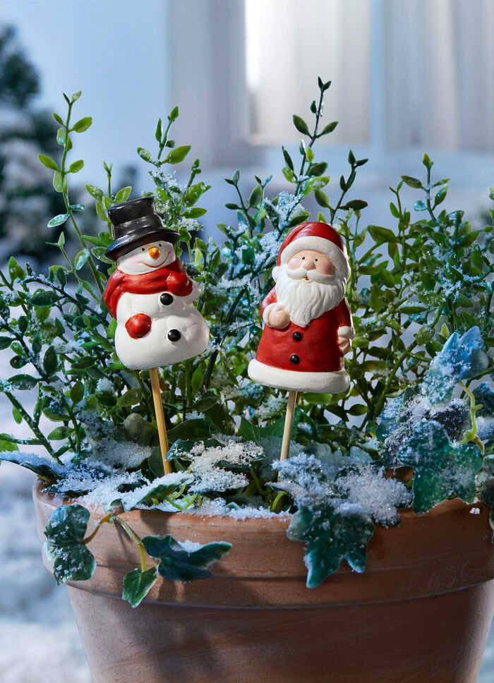 Gartenstecker Schneemann + Santa Clause 