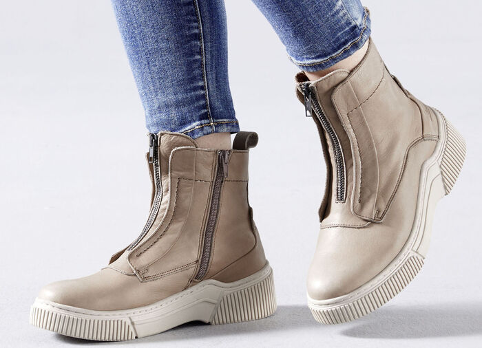 Libelle Bootie aus Nappaleder mit Zier-Reissverschluss TAUPE