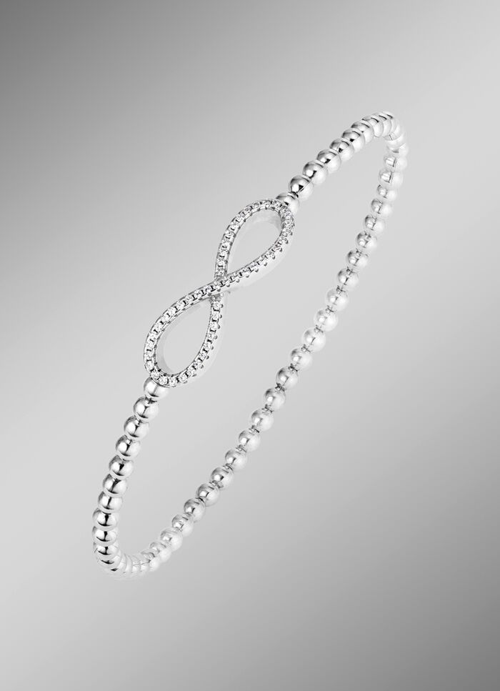 Kugelketten-Armband aus Silber 925/- fein mit Unendlichkeitssymbol 