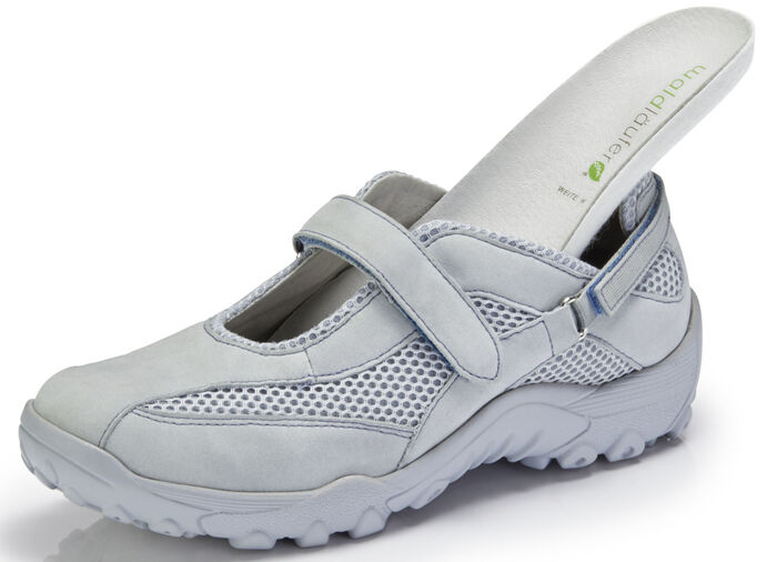 Waldl&auml;ufer Slipper mit verstellbaren Klettverschl&uuml;sse HELLGRAU