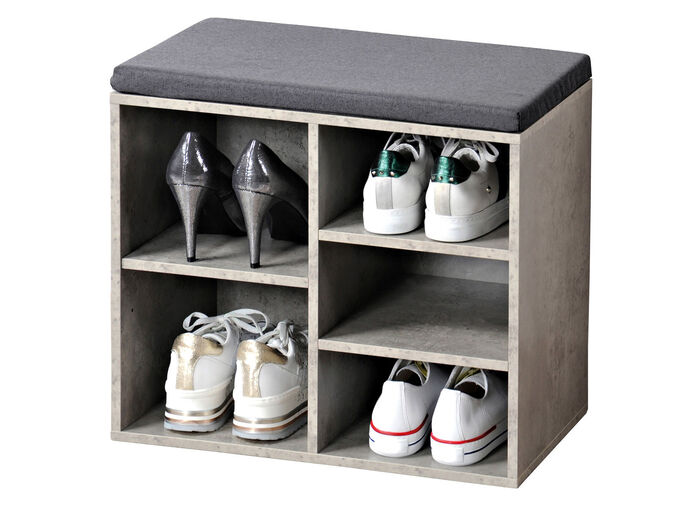 Schuhbank mit Sitzkissen BETON
