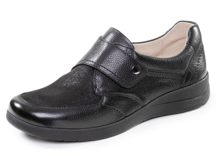 ELENA EDEN, komfortable Damen-Slipper, Weite K, mit herausnehmbarem Fussbett SCHWARZ
