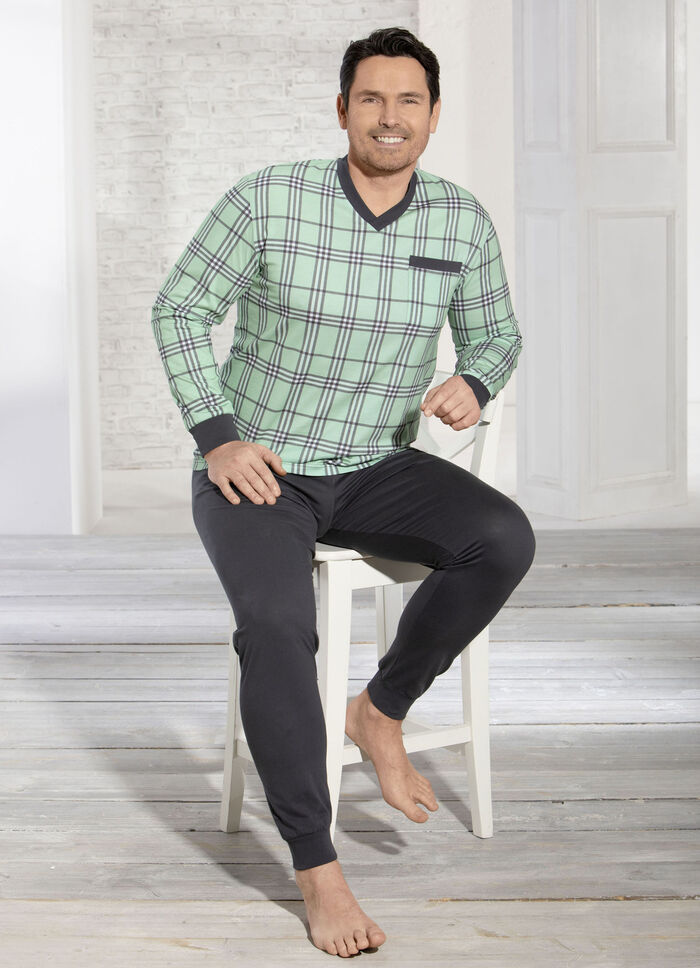 Pyjama mit V-Ausschnitt und Brusttasche 