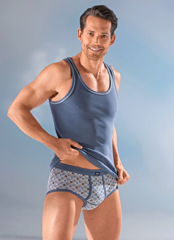 Viererpack Slips aus Feinripp, mit Karodessin 