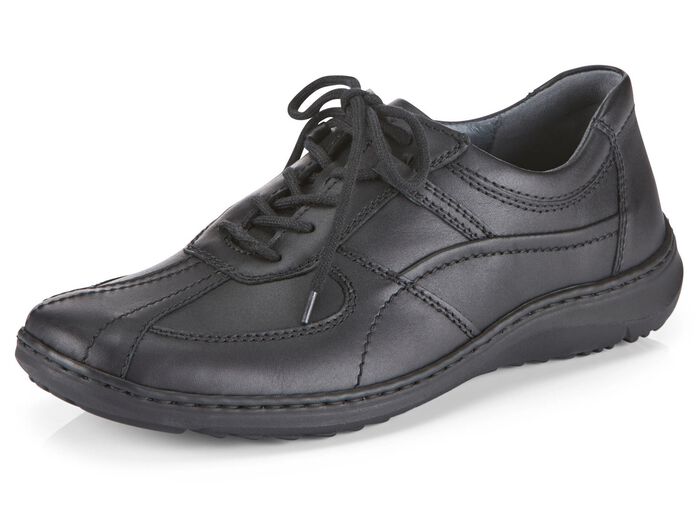 Waldl&auml;ufer, bequeme Herren-Schn&uuml;rschuhe, Weite H, mit herausnehmbarem Fussbett SCHWARZ