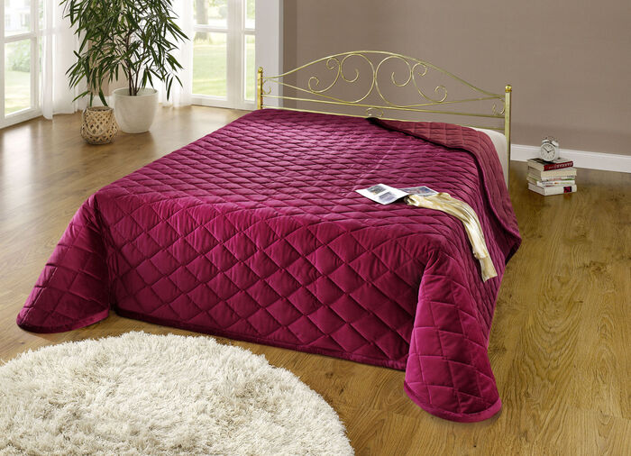 Tagesdecken und Kissenbezüge in edler Samt-Optik BORDEAUX