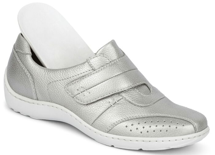 Waldl&auml;ufer, bequeme Damen-Slipper, Weite H, mit herausnehmbarem Fussbett MATTSILBER