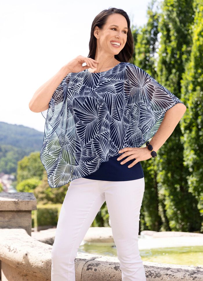 Poncho-Tunika mit eingearbeitetem Top 