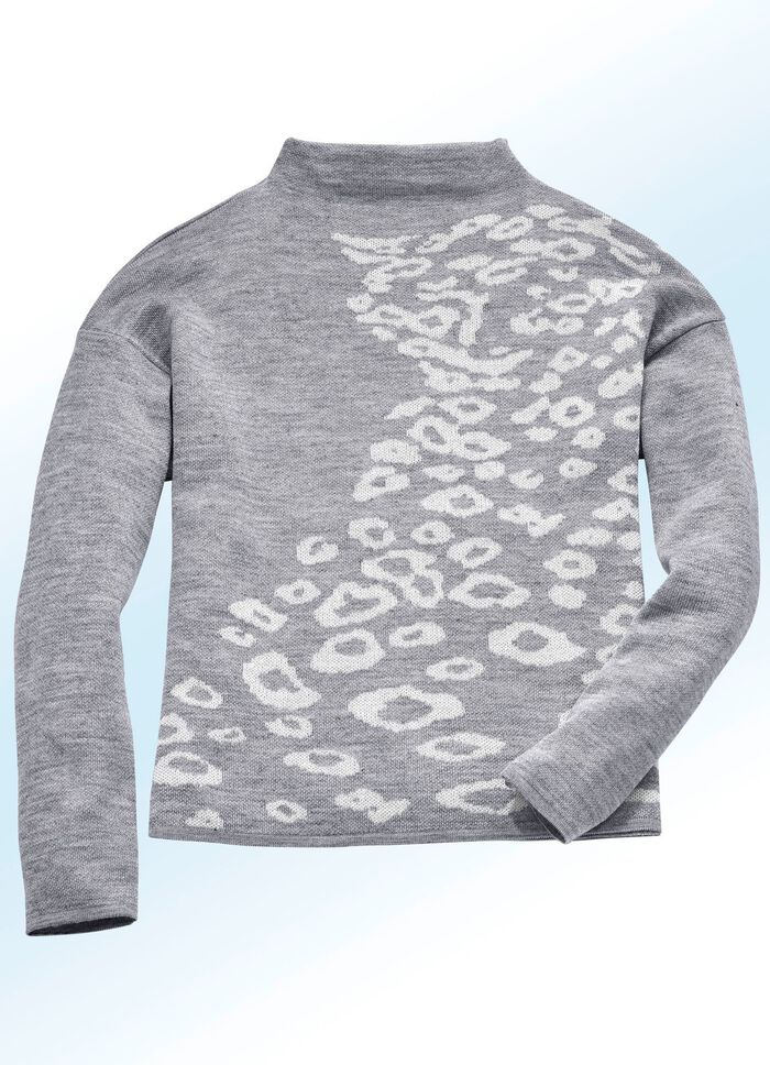 Pullover in Jacquard-Dessin GRAU MELIERT