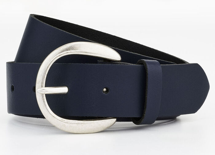 Modischer Damen-Gürtel aus Leder, 3,5 cm breit MARINE