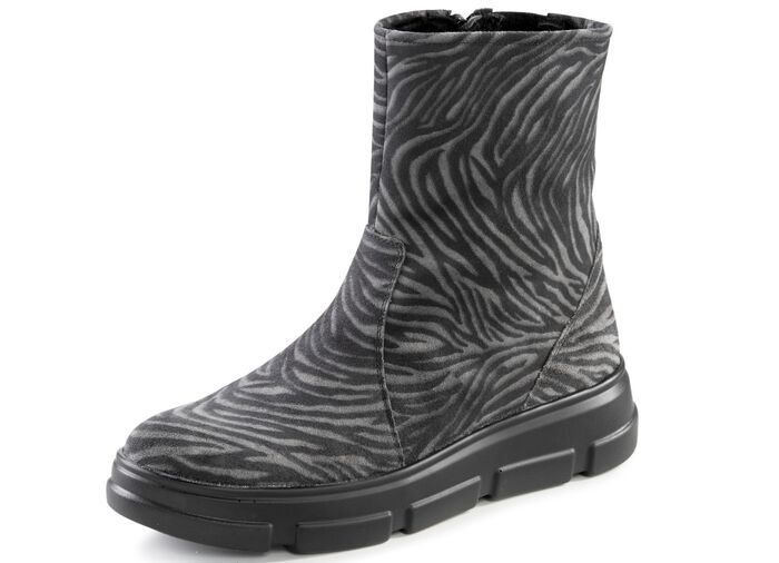 Waldl&auml;ufer Stiefelette mit Zebra-Dessin SCHWARZ-GRAU
