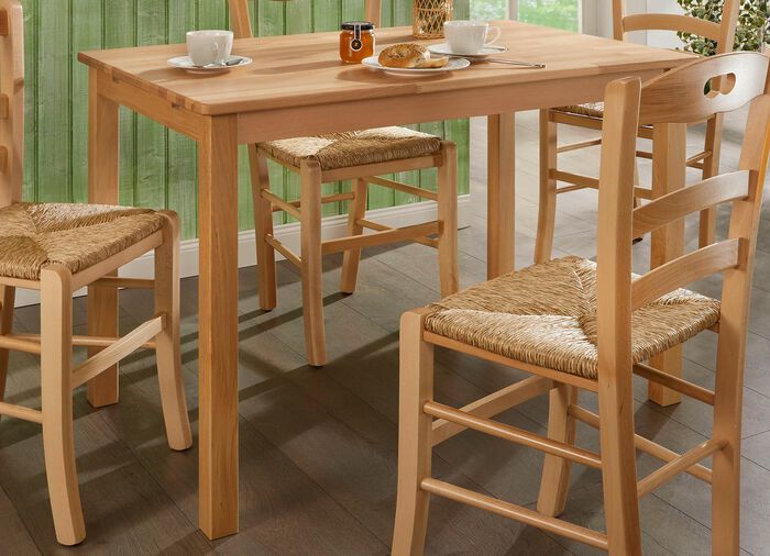 Esstisch aus massiver Buche mit Auszug 