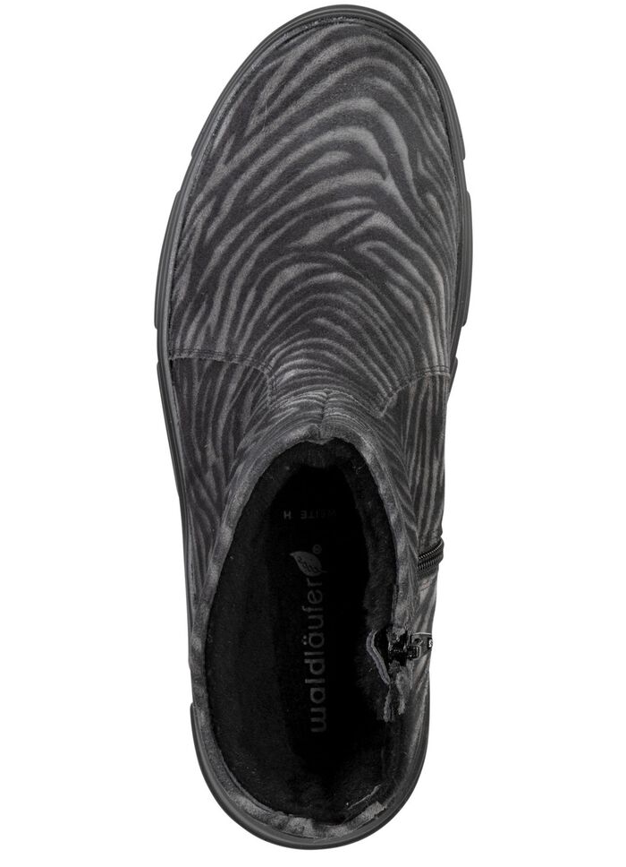 Waldl&auml;ufer Stiefelette mit Zebra-Dessin SCHWARZ-GRAU
