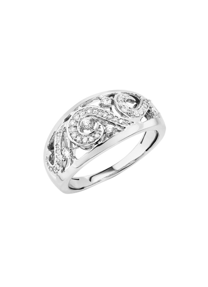 Durchbrochener Damenring mit Brillanten und Diamanten 