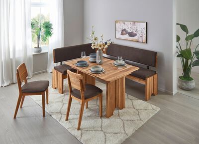 Eckbankgruppe mit Gestell aus massiver, ge&ouml;lter Eiche 