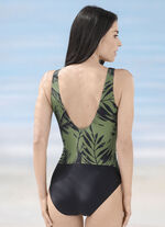 Laurina Badeanzug mit Raffungen und Halbkorsage 