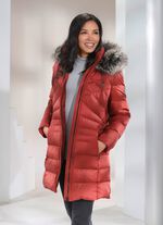 Daunen-Longjacke in 2 Farben ZIEGELROT