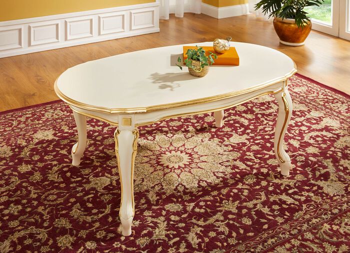Couchtisch mit geschwungenen Tischbeinen CREME-GOLD