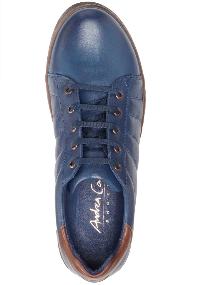 Andrea Conti Schn&uuml;r-Sneaker mit r&uuml;ckw&auml;rtigem Kontrast-Besatz MARINE