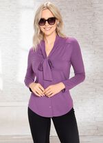 Shirtbluse mit durchgehender Knopfleiste in 2 Farben MAUVE