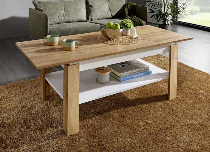 Ausziehbarer Couchtisch WOTAN EICHE-WEISS