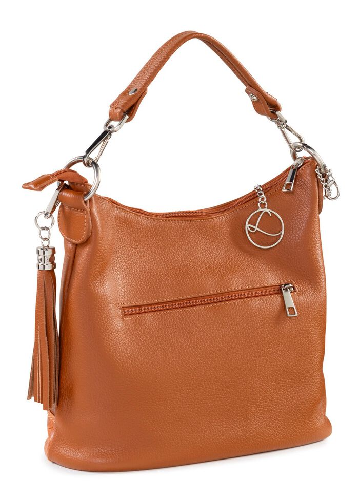 Laurina Kalbleder-Tasche mit reptilgepr&auml;gtem Besatz 