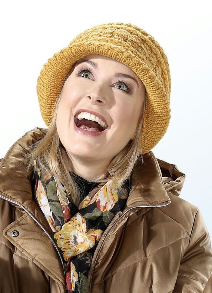 Warmer Damen-Hut, mit Rundum-Gummizug 