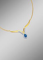 Halskette mit echt Safir und echten Weisstopasen 